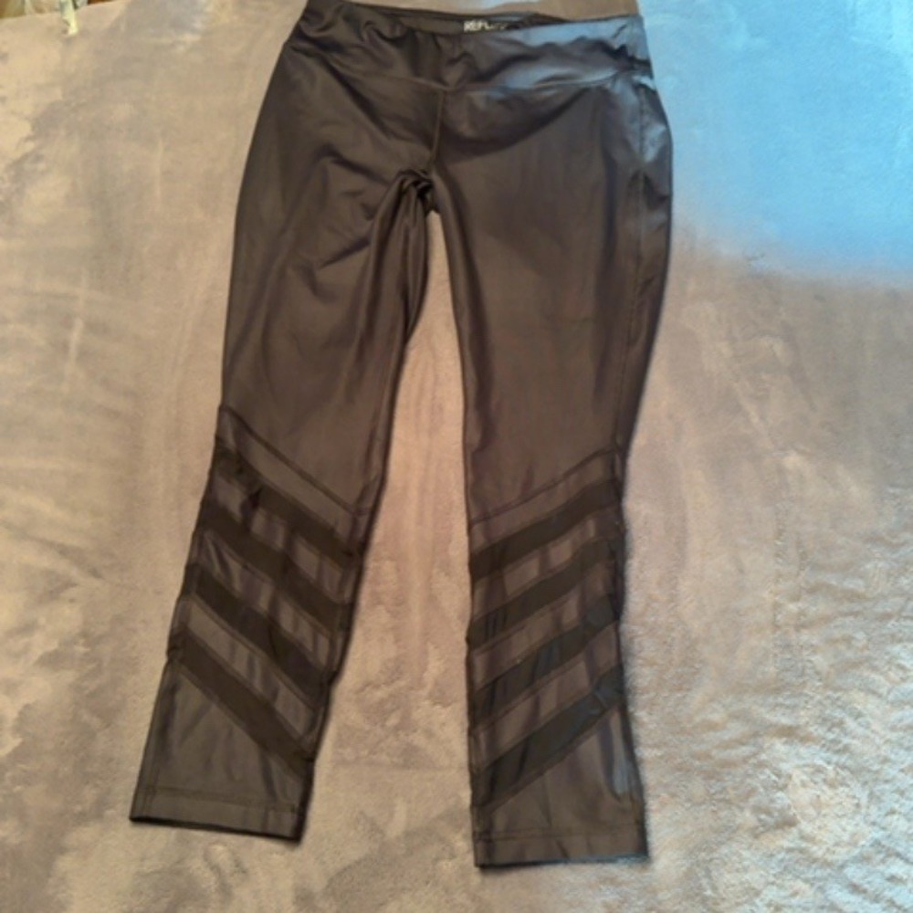 Reflex Leggings Women XL Black Mesh Detail Athletic Yoga Stretch
